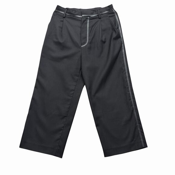 Noir Kei Ninomiya Cropped Pants Comme des Garcons Wide Leg Trousers Womens Small - Picture 1 of 13